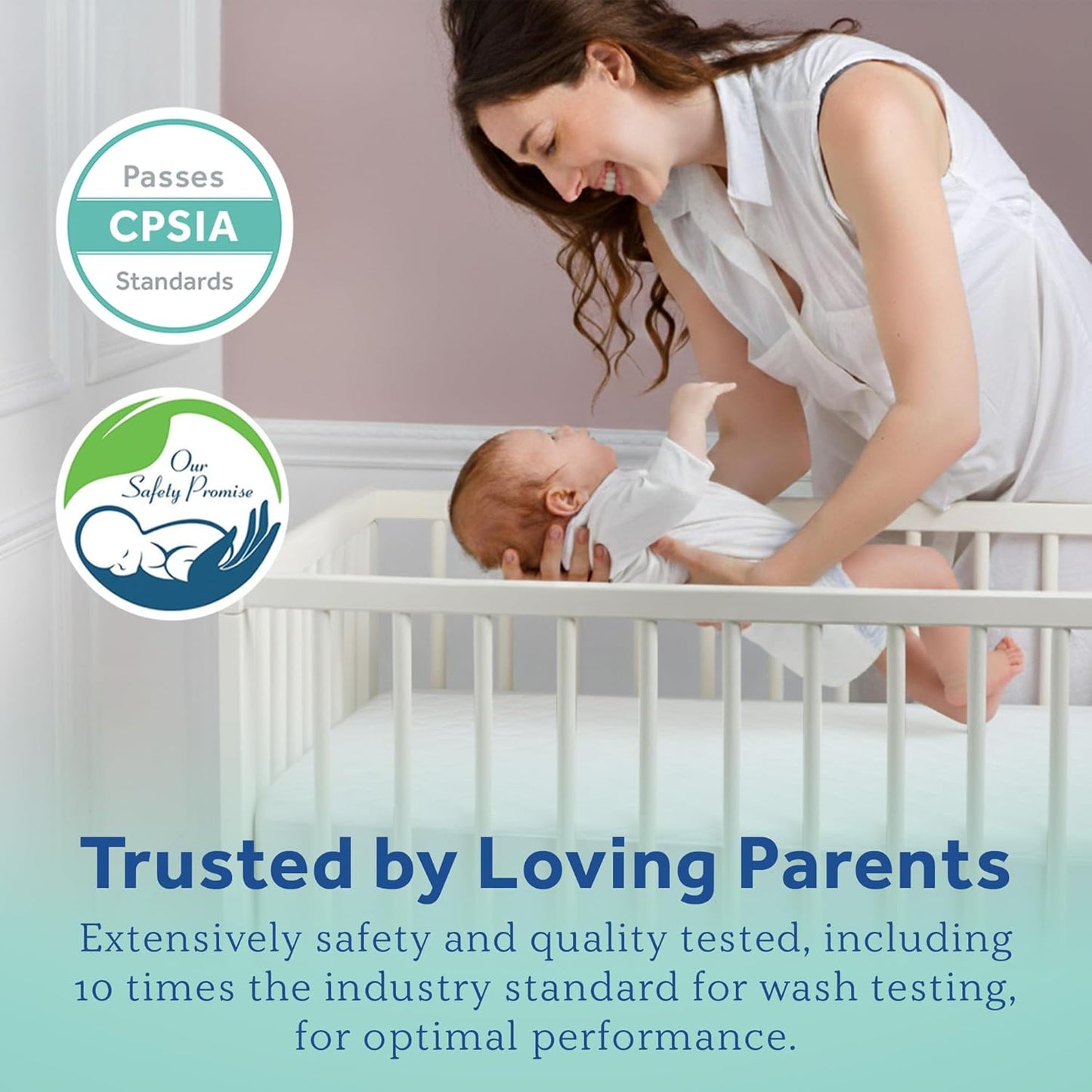 Sealy Baby Waterproof Crib Mattress Protector - Noiseless Quilted Cotton-Blend Cover, 52 x 28, White | Easy to Clean