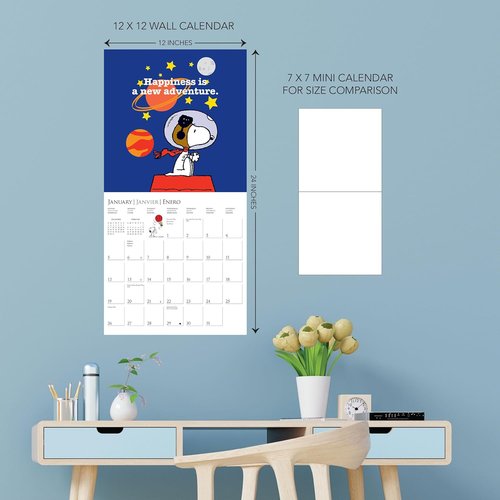 Graphique 2025 Peanuts Wall Calendar - 12” x 12” | Thick Paper | Large Monthly Grid & 3 Languages