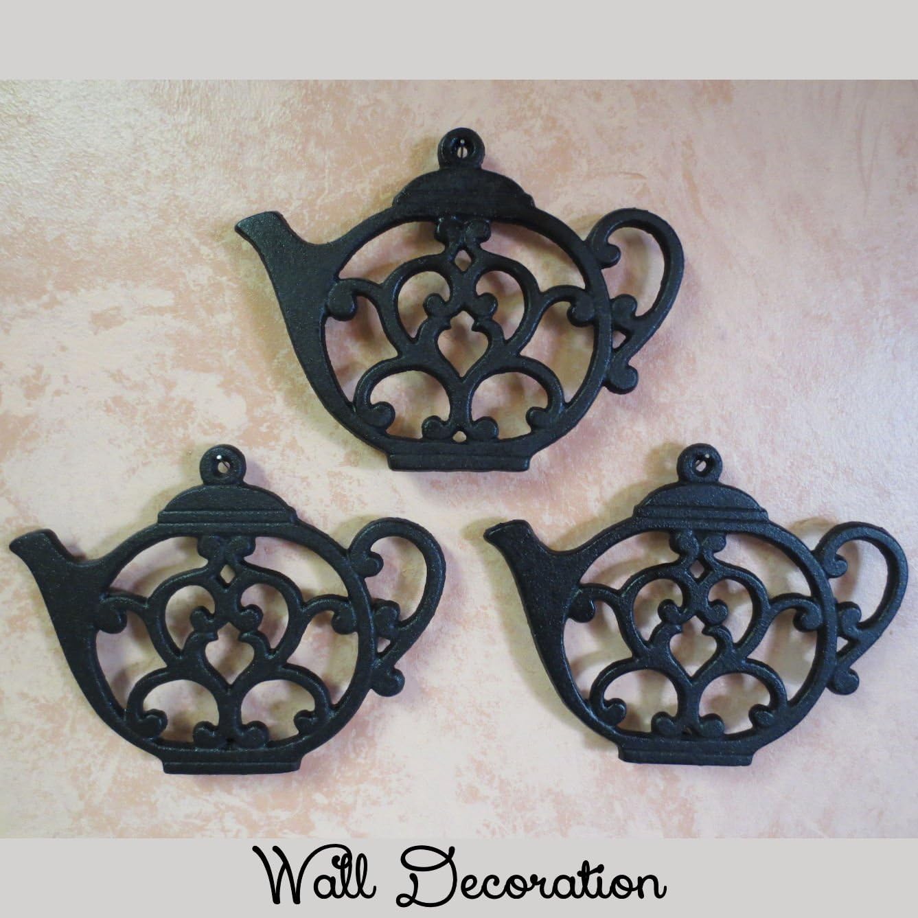 Cast Iron Teapot Trivet for Hot Pots - Black Kitchen & Dining Decor, 8x6.1 Inches