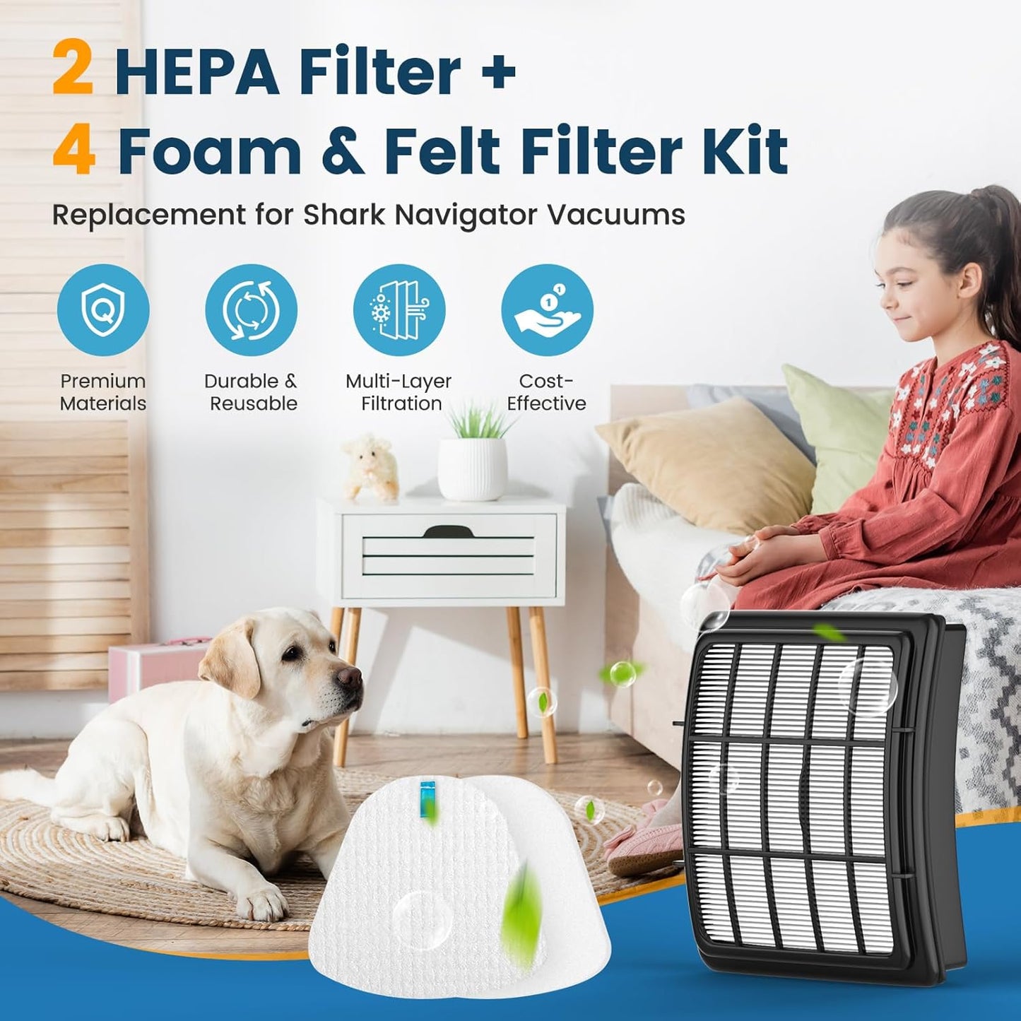 Skiennix Shark Vacuum Filter Replacement - 2 + 4 Pack Compatible with ZU503AMZ, NV350, NV360 | High-Efficiency Parts