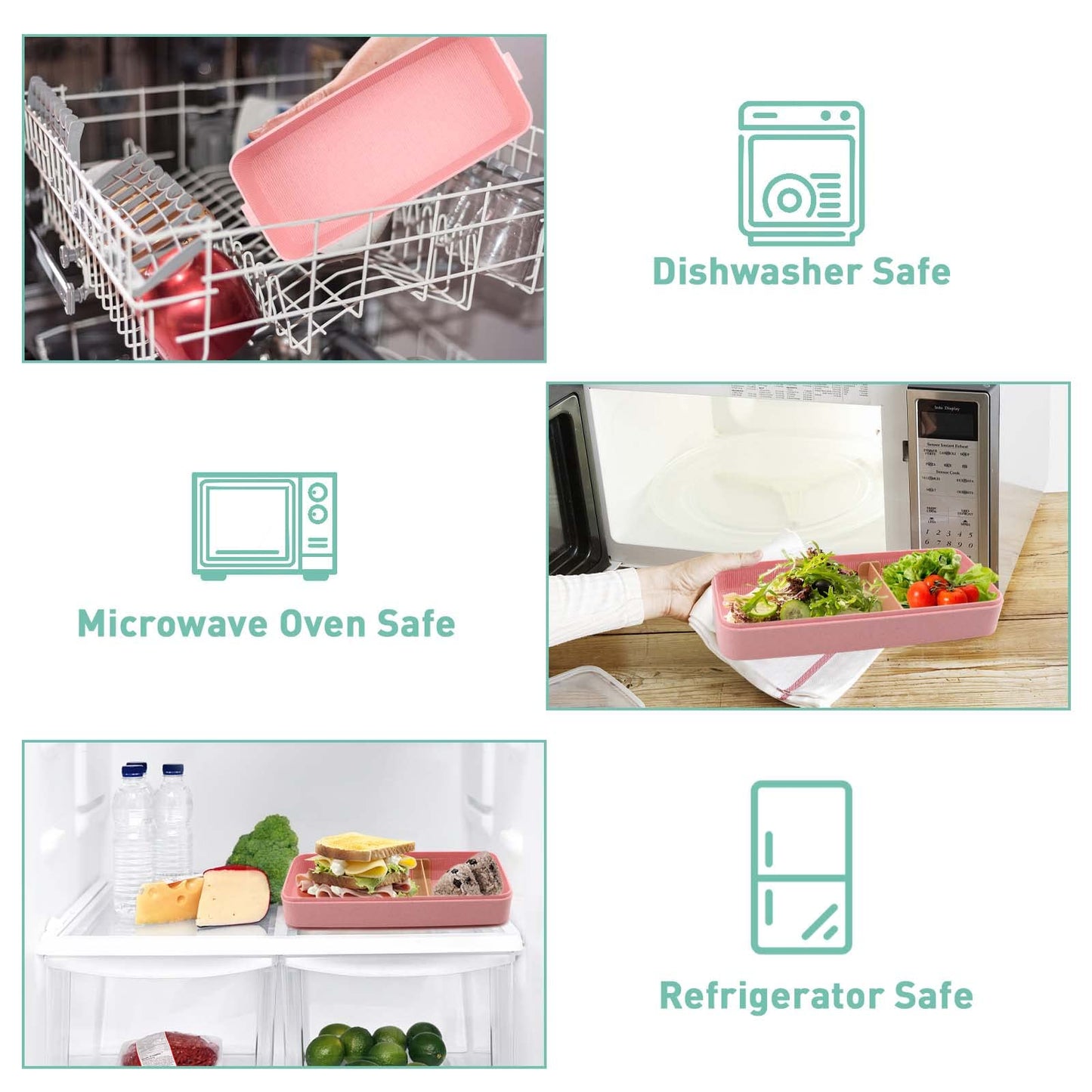 Meltset M Bento Box Japanese Lunch Box Kit Leakproof Bento Lunch Box for Kids Adults Wheat Straw 3 Layer Stackable Lunch Containers with Compartment Eco-Friendly Meal Prep Containers (Pink)