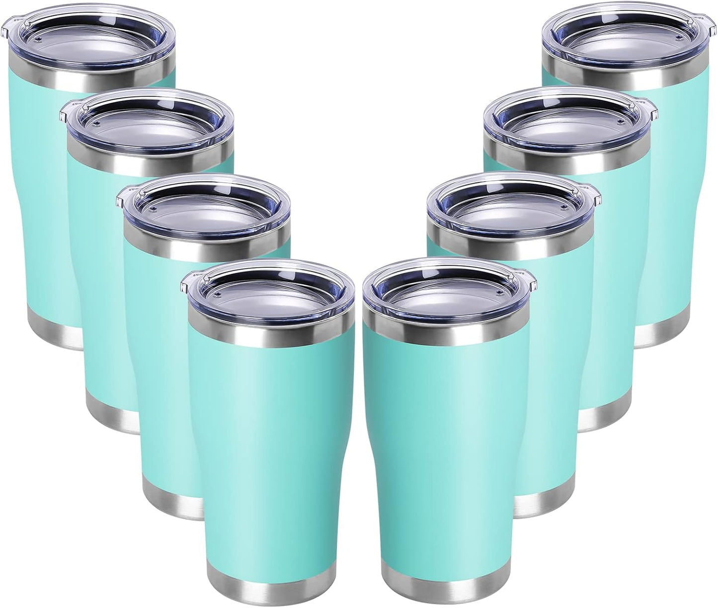 DOMICARE 20oz Tumbler with Lid Stainless Steel Tumblers Bulk, Double Wall Vacuum Insulated Coffee Travel Mug Powder Coated Tumbler, 8 Pack Purple