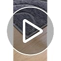 HEBE Bathroom Rug Set 5 Piece - Non Slip Microfiber Absorbent Bath Mats - Black, 18x26, 20x32, 20x48, U-Shaped & Toilet Cover