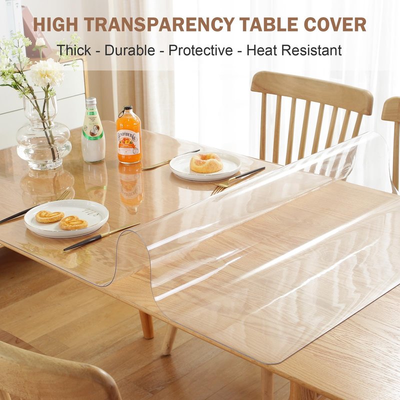 LovePads Clear Table Cover Protector, 20 x 36 Inch 2mm Thick Plastic Table Cover, Table Protector for Dining Room Table, Waterproof Dresser Cover Top for Kitchen, Coffee, Writing Desk