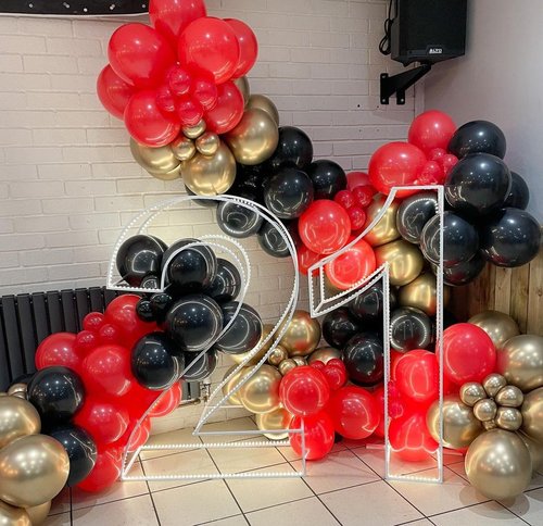 Bezente Red Black and Gold Latex Balloons,60pcs 12 inch Red Black Gold Metallic Chrome Confetti Balloons for Birthday New Year Casino Theme Party Decoration Christmas Wedding Graduation