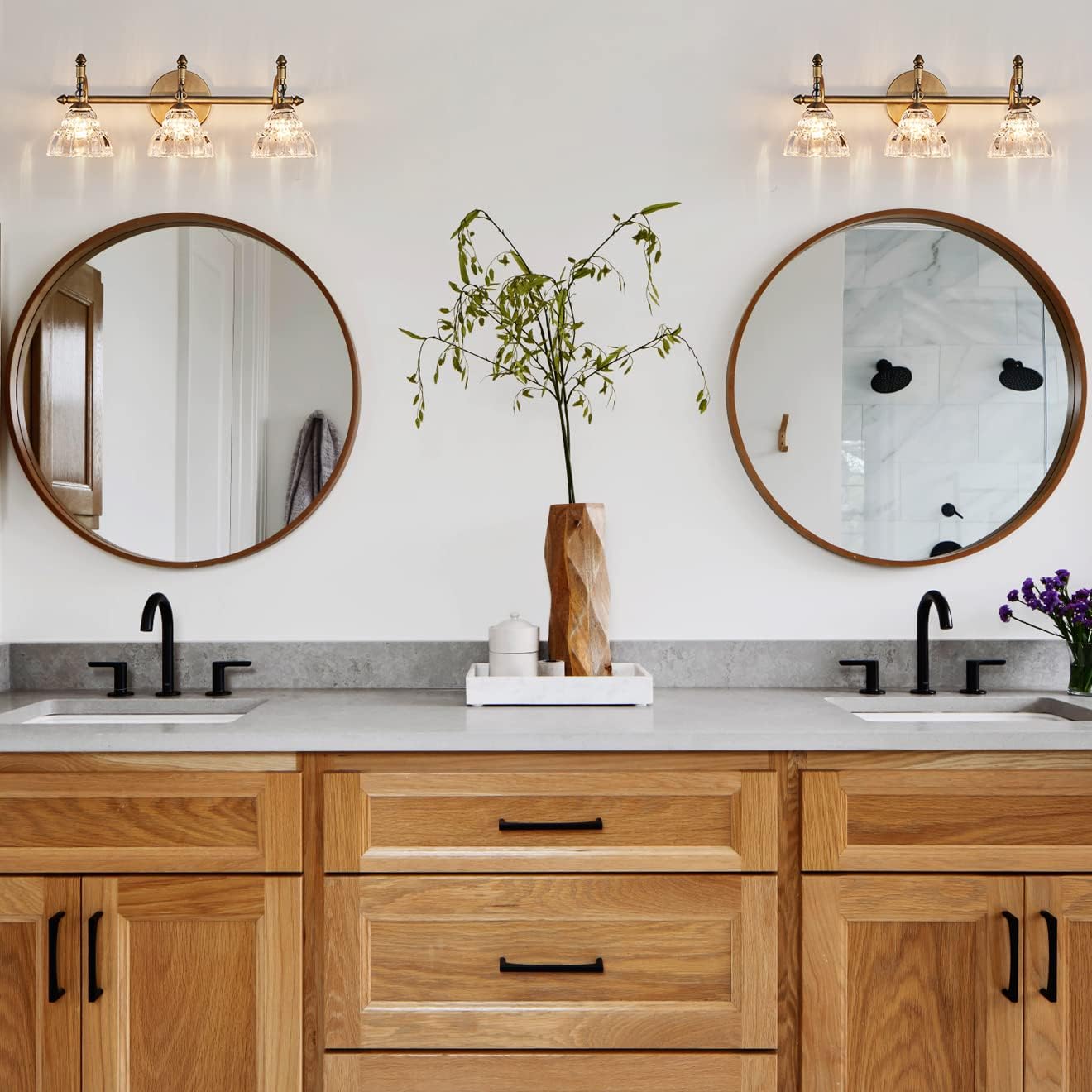 Modern Bathroom Vanity Lights - Matte Black Wall Sconces with Over-Mirror Light Fixture for Bathroom, Powder Room