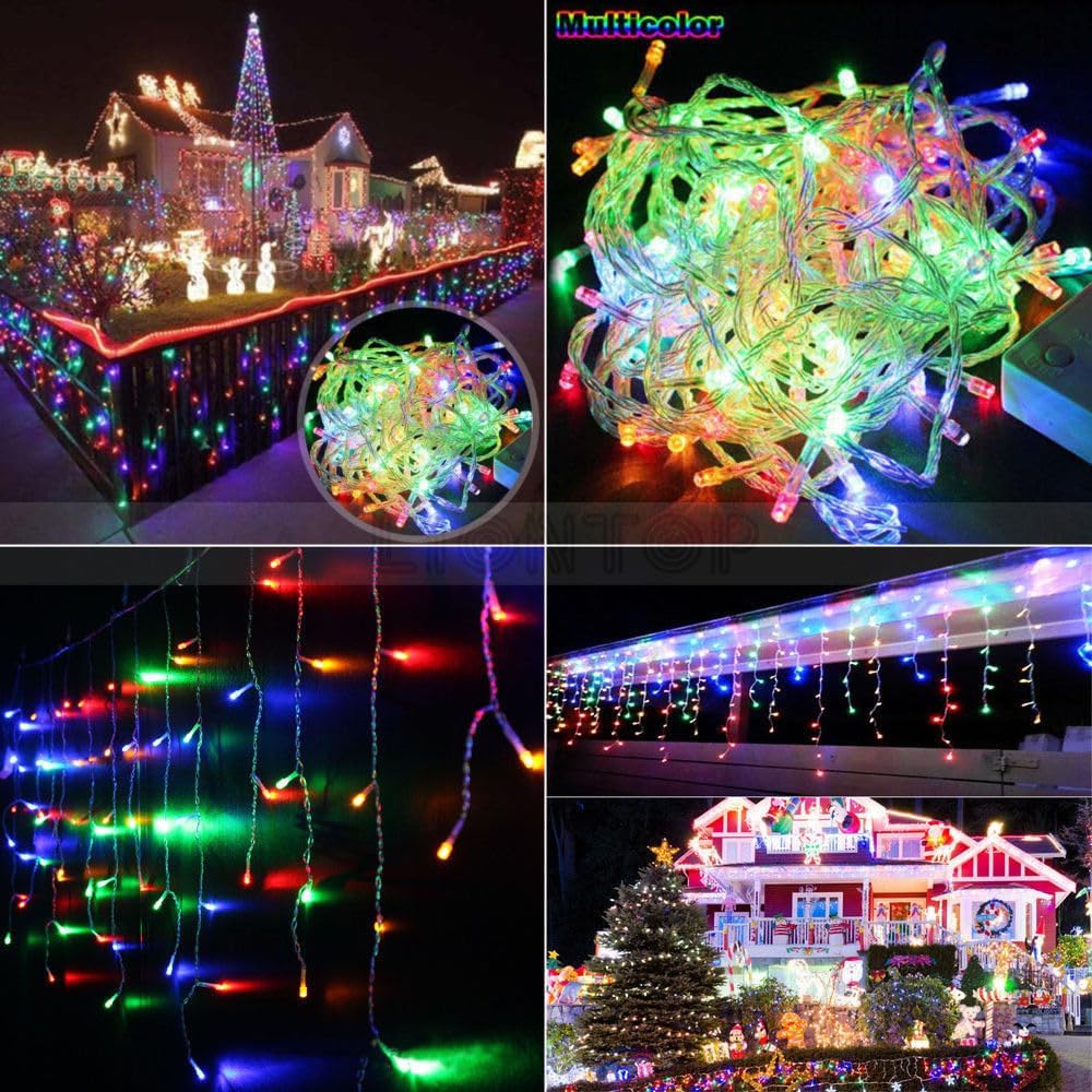 300 LED Twinkle Star Curtain String Lights - Warm White for Wedding, Home & Garden Decor