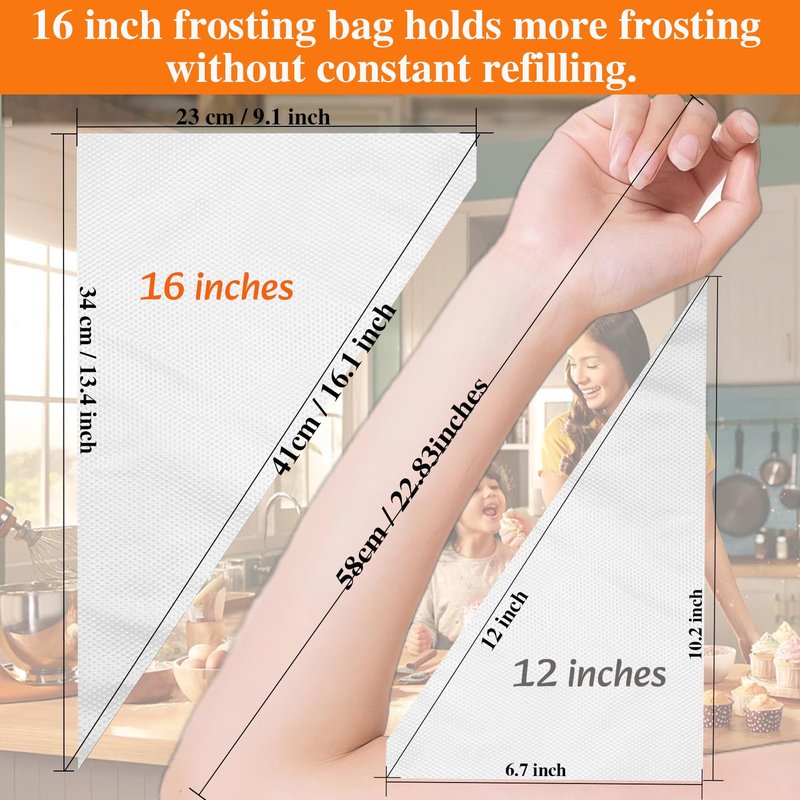 Piping Bags, Piping Bags Disposable Thickend, Large Piping Bags for Cake Decorating, Icing, Buttercream, Baking, and Cooking (16 Inches 500Pcs)