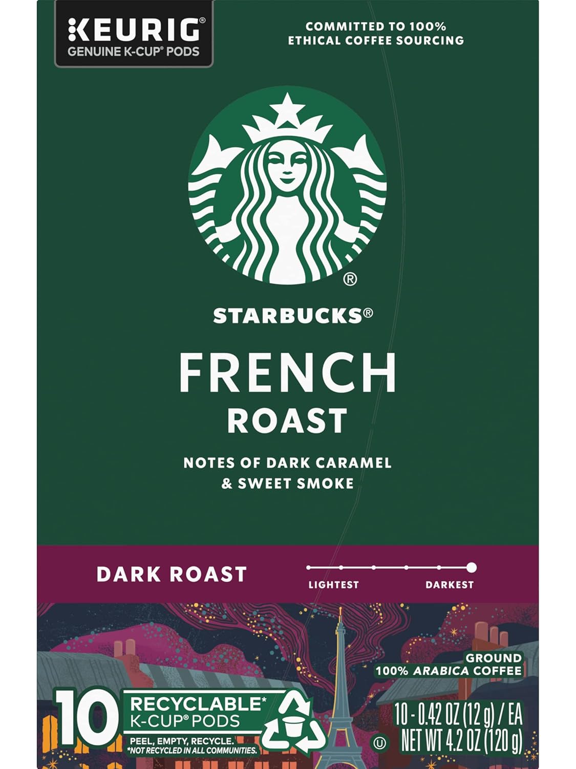 Starbucks Coffee K-Cup Pods - French Roast Dark Roast Coffee | 100% Arabica, 30 Pods Total