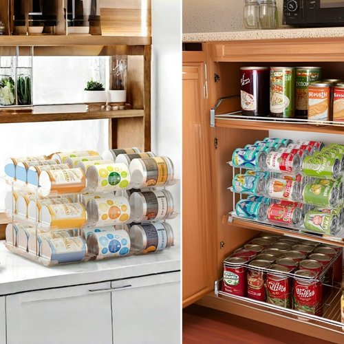 Attelite Can Organizer - 2-Tier Stackable Storage for 24 Cans | Clear Pantry & Fridge Solution