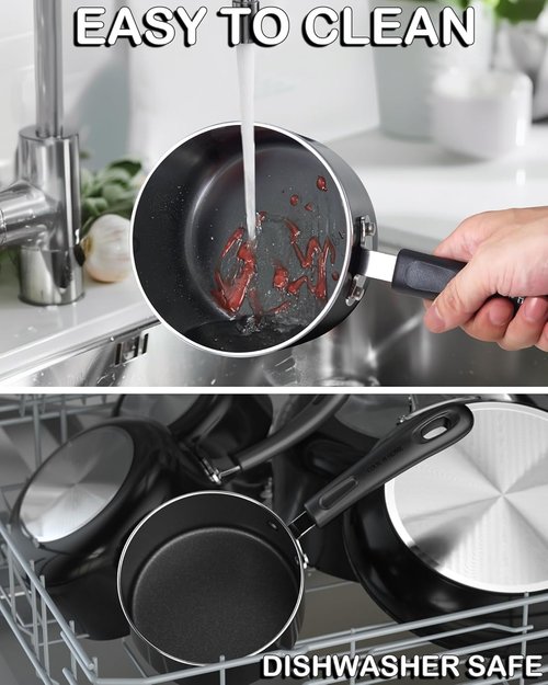 Cook N Home Nonstick Sauce Pan - 2-Qt Multi-Purpose Kitchen Pot with Glass Lid | Black Aluminum