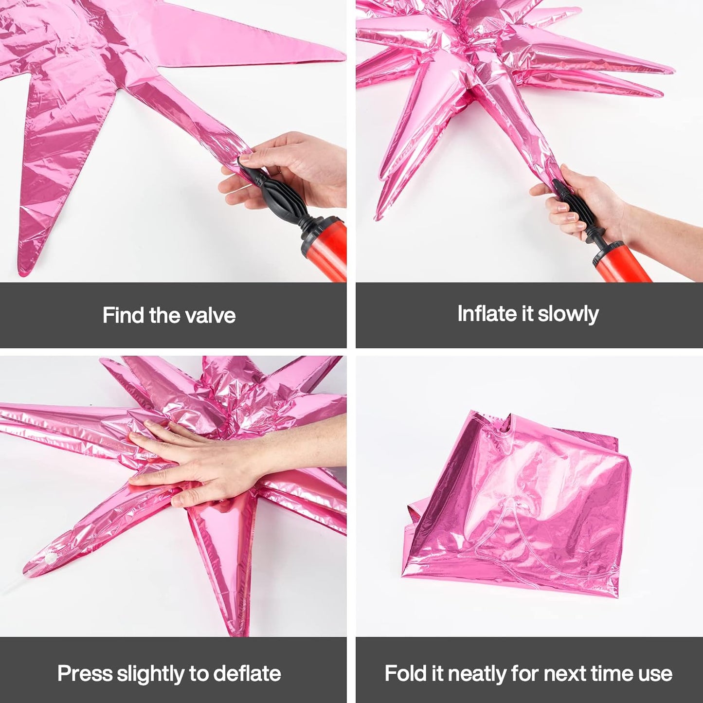 PartyWoo Pink Star Foil Balloons - 6-Piece Mylar Set for Birthday, Gender Reveal & Wedding Decor | 22-Inch