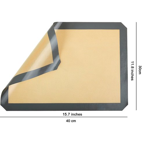 Inmorven 2-Pack Non-Stick Silicone Baking Mat, Food Safe Non Slip Heat Reusable Silicone Liner Sheet for Baking Cookies Pastries Bread Rolling Dough Oven Tray