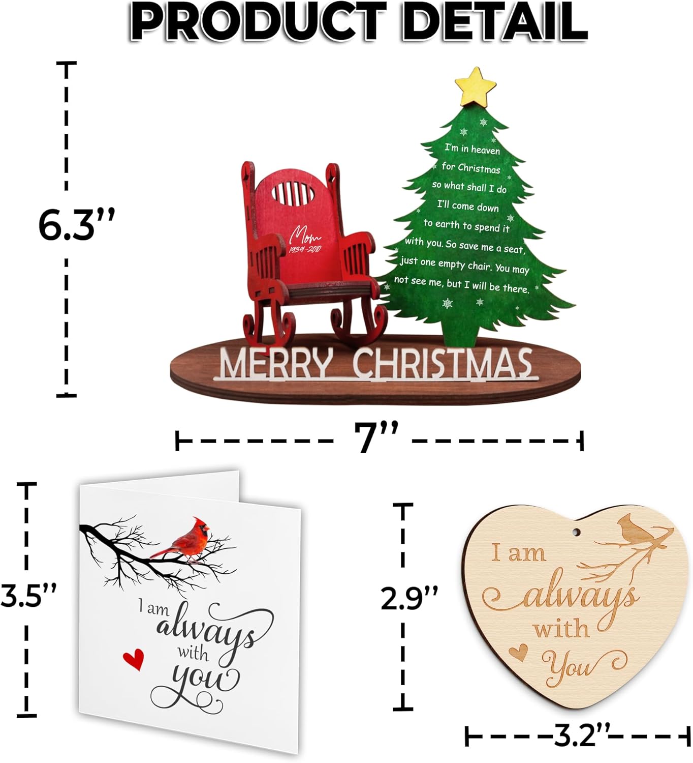 Memory Christmas in Heaven Wooden Candle Holder - Memorial Ornament & Sympathy Gift for Loss