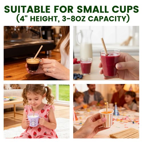 HANSGO Cocktail Straws, 5 Inch Short Sugarcane Straws Disposable Mini Cocktail Stirrers for Bar, 100PCS, Natural Brown