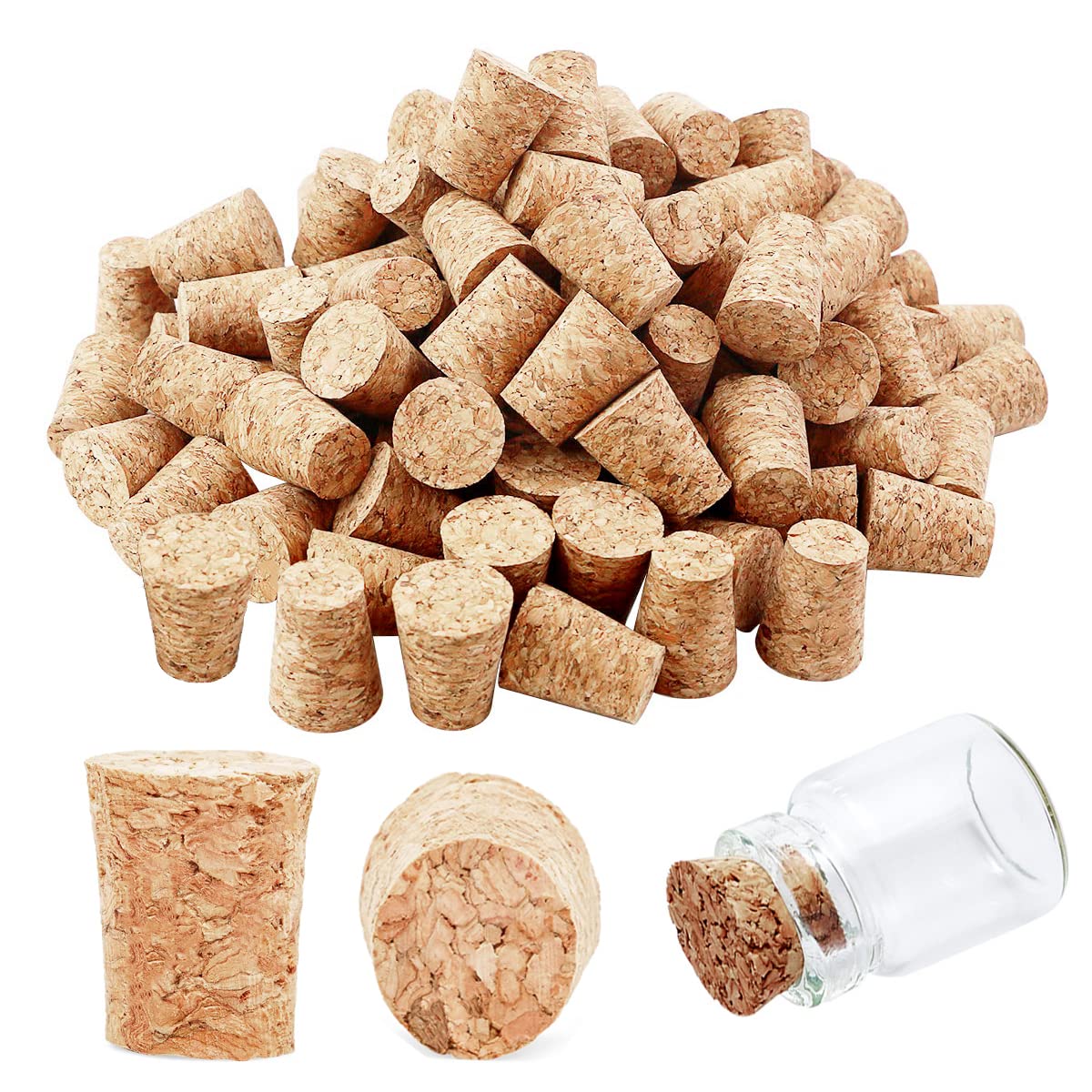 50Pcs Tapered Cork Plugs Wooden Wine Corks Stoppers Reusable Sealing Stopper for Bottle Bar DIY Crafts Kitchen Accessories (15x11.5x15mm)