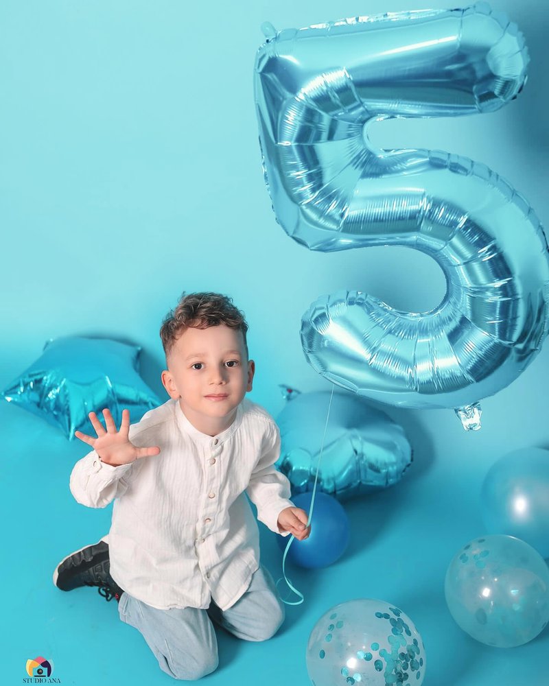 Pearlescent Blue 5 Balloon, Number Balloons 40 Inch, 5th Birthday Balloon Decorations, Pearlescent Blue Party Supplies, 5 Number Balloons, Number 5 Balloon