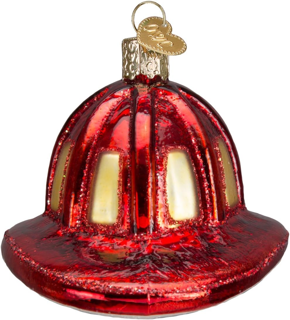Fireman's Helmet Glass Blown Ornament - Handcrafted Christmas Tree Decoration