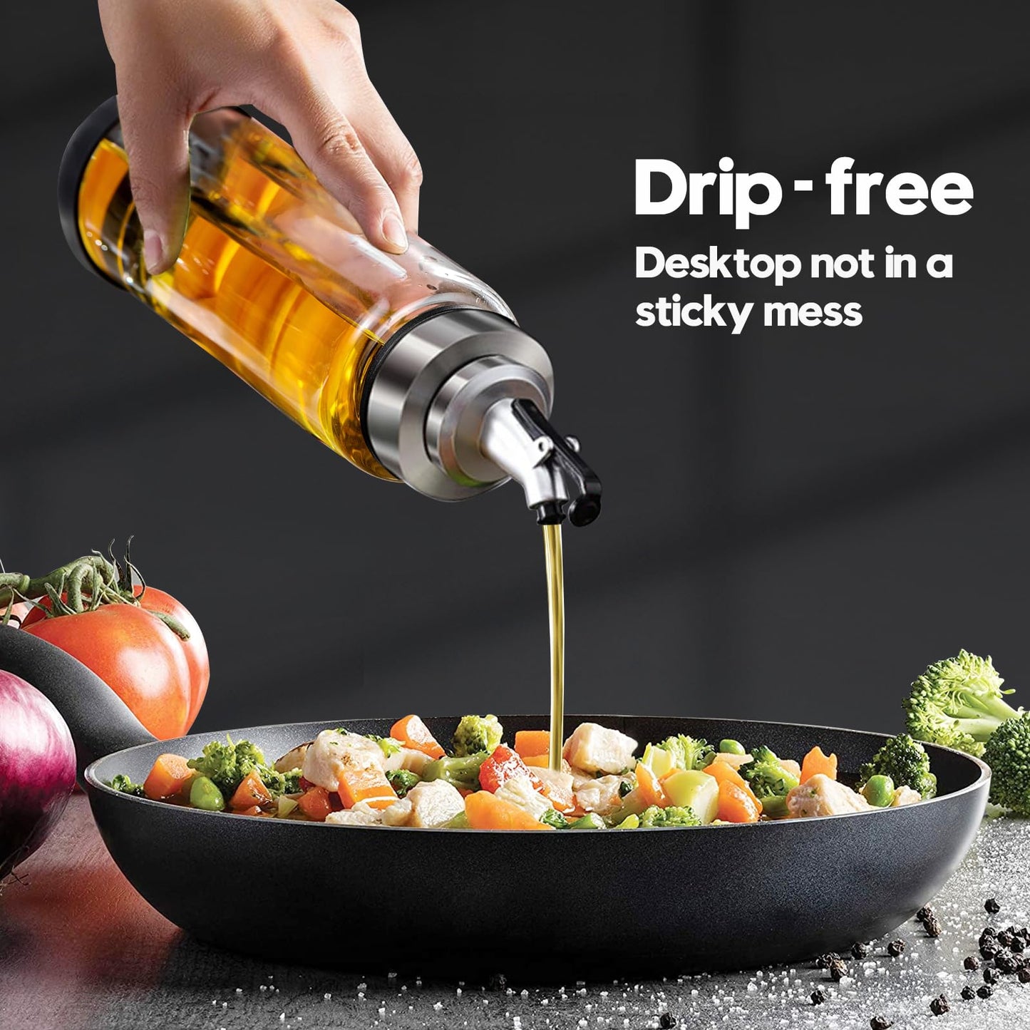 BENEBYR Glass Olive Oil Dispenser Bottle with Leakproof Pourer Spout and Shatterproof Rubber Bottom, Cooking Oil Dispenser Bottle for Kitchen 17 oz Heat Resistant Olive Oil Bottle for Oil & Vinegar