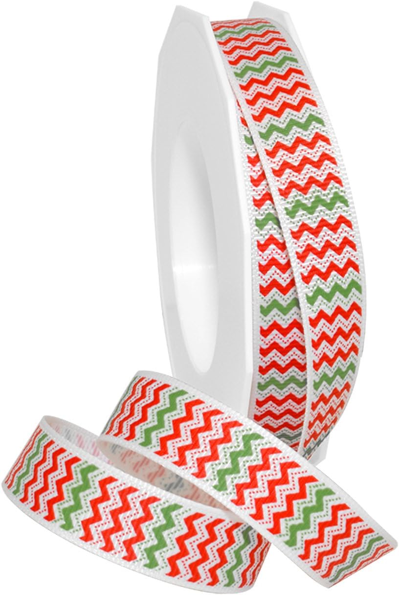 Double Face Satin Candy Cane Ribbon 5/8" x 25 YD - Perfect for Gift Wrapping & Crafts