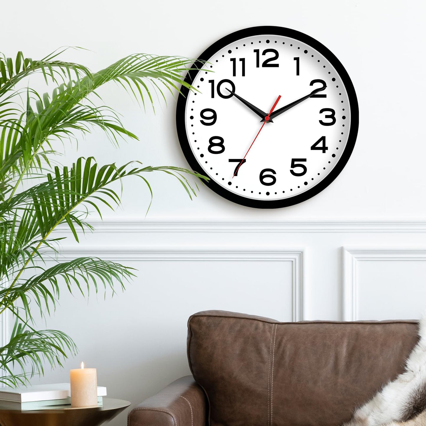 Roymnie Wall Clock 14 Inch Large Silent Non-Ticking Modern Clock Battery Operated Classic Simple Minimalist Analog Decorative for Kitchen, Living Room,Office, Bedroom, Bathroom (Black)