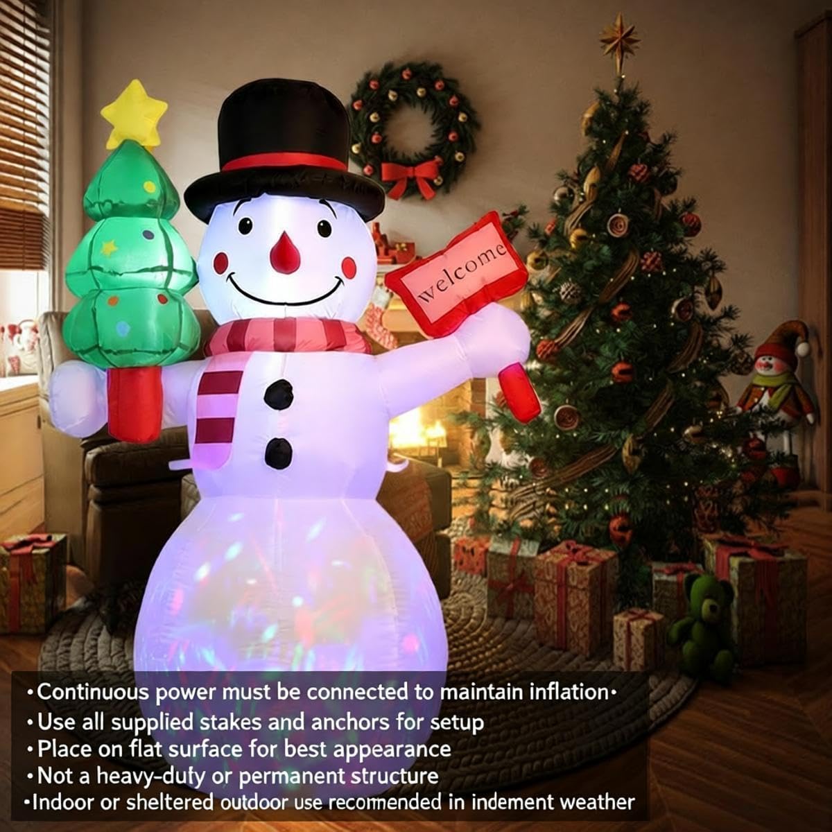 Skiennix 5Ft Christmas Inflatable Snowman - LED Lights for Outdoor Holiday Decor | Winter Yard Decoration
