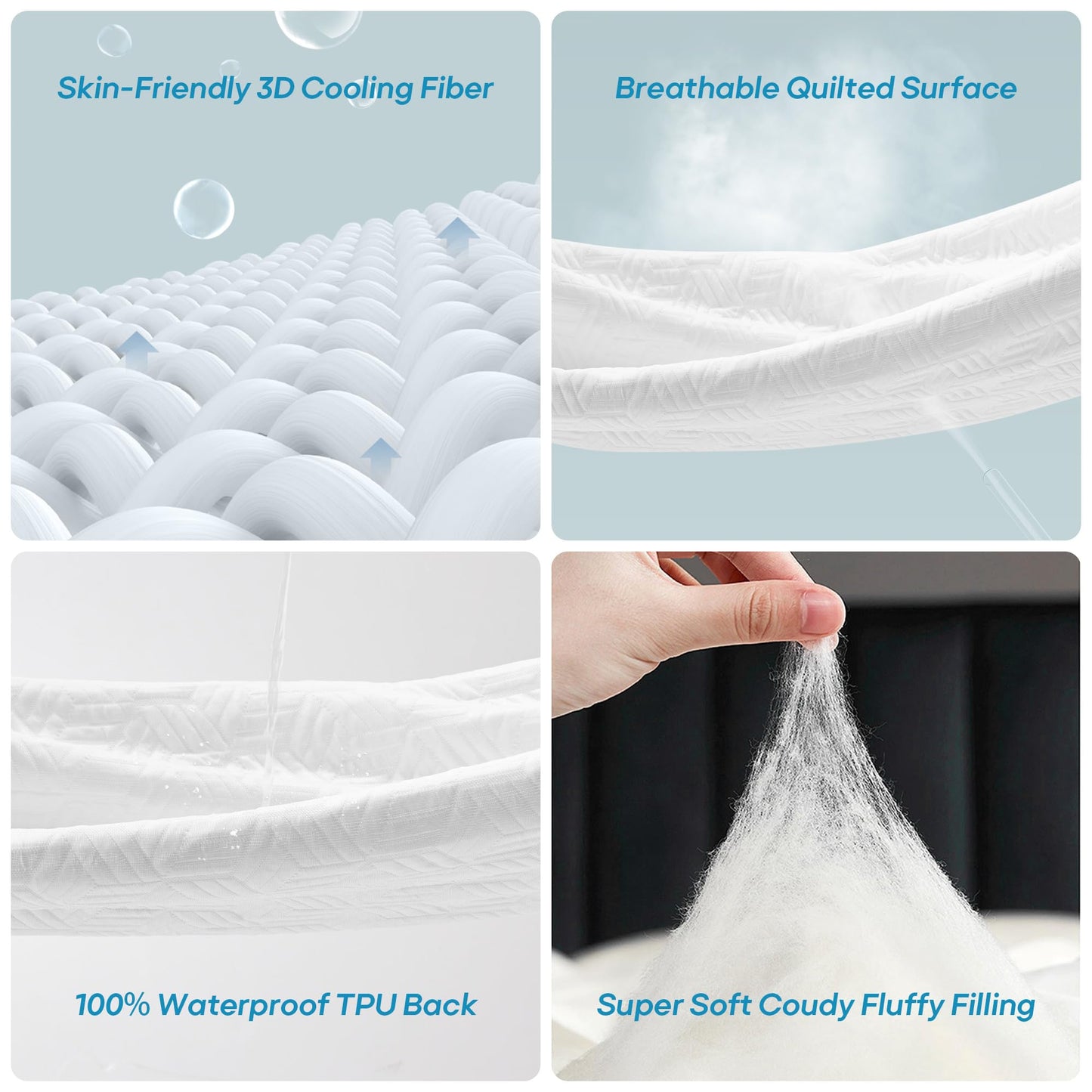 Cozymaker Queen Size 100% Waterproof Mattress Protector, Cooling Mattress Pad Cover Fitted 8"-21" Deep Pocket, 3D Air Fabric Soft Breathable Smooth Bed Cover Noiseless Washable
