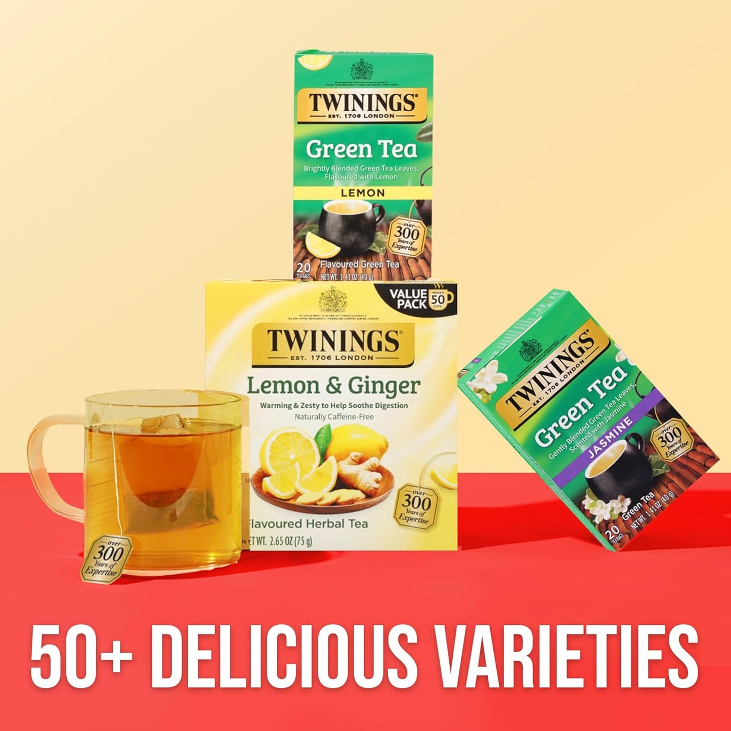 Twinings Green Tea - Zesty Lemon Flavor, Individually Wrapped Bags, 20 Count (Pack of 6)