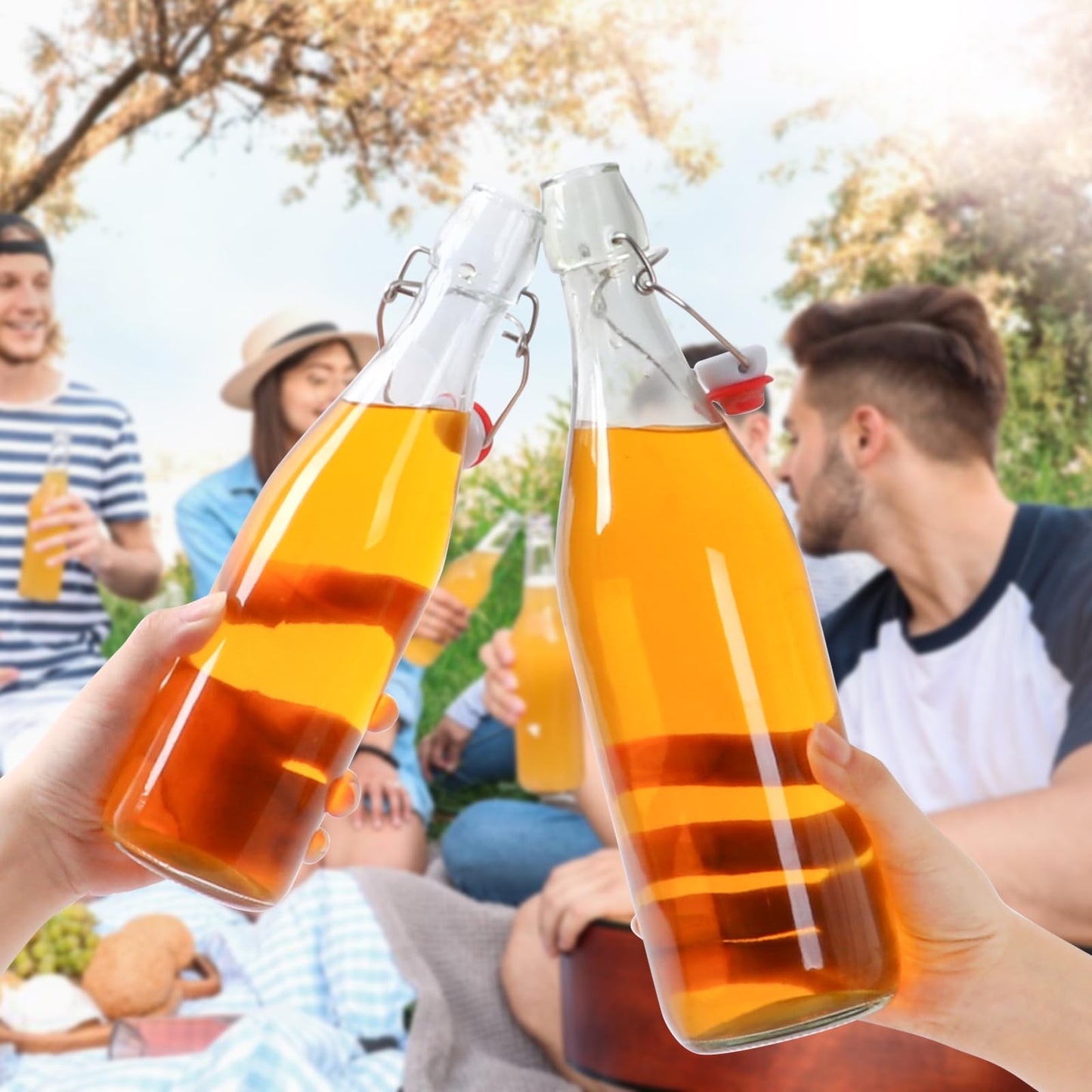 EkkoVla 12 Pack 4 oz Swing Top Glass Bottles, Flip Top Brewing Bottles with Airtight Rubber Seal Flip Caps for Kombucha, Beverages, Oil, Beer, Kefir, Vinegar, Wine