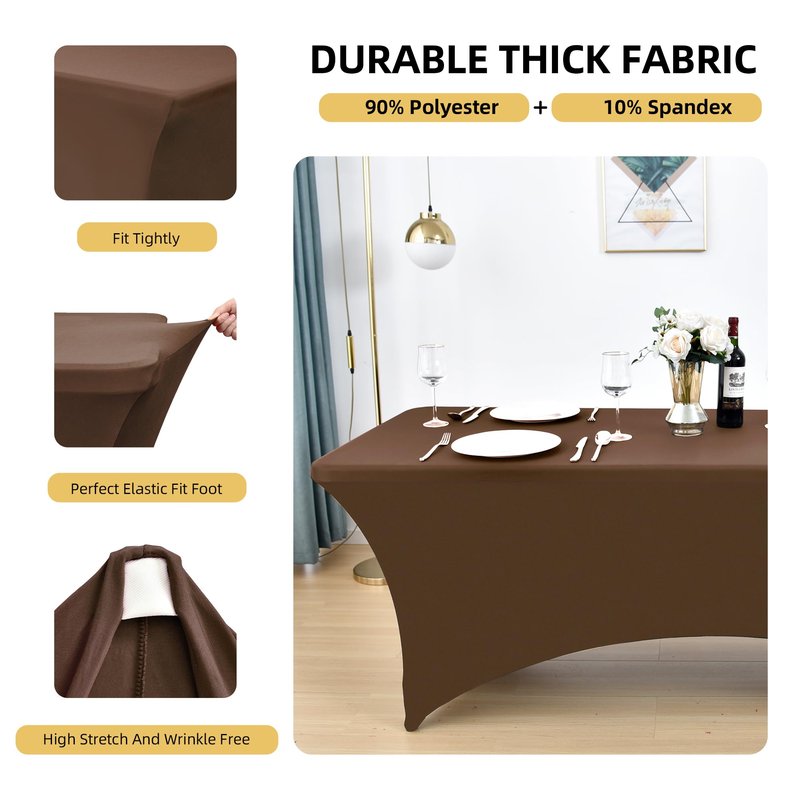 ZarzaaSik 10-Pack 8ft Spandex Table Covers for Rectangle Folding Tables - Washable Elastic Tablecloth - Ultimate Fitted Table Protector for Parties, Trade Shows, Banquet, and Wedding