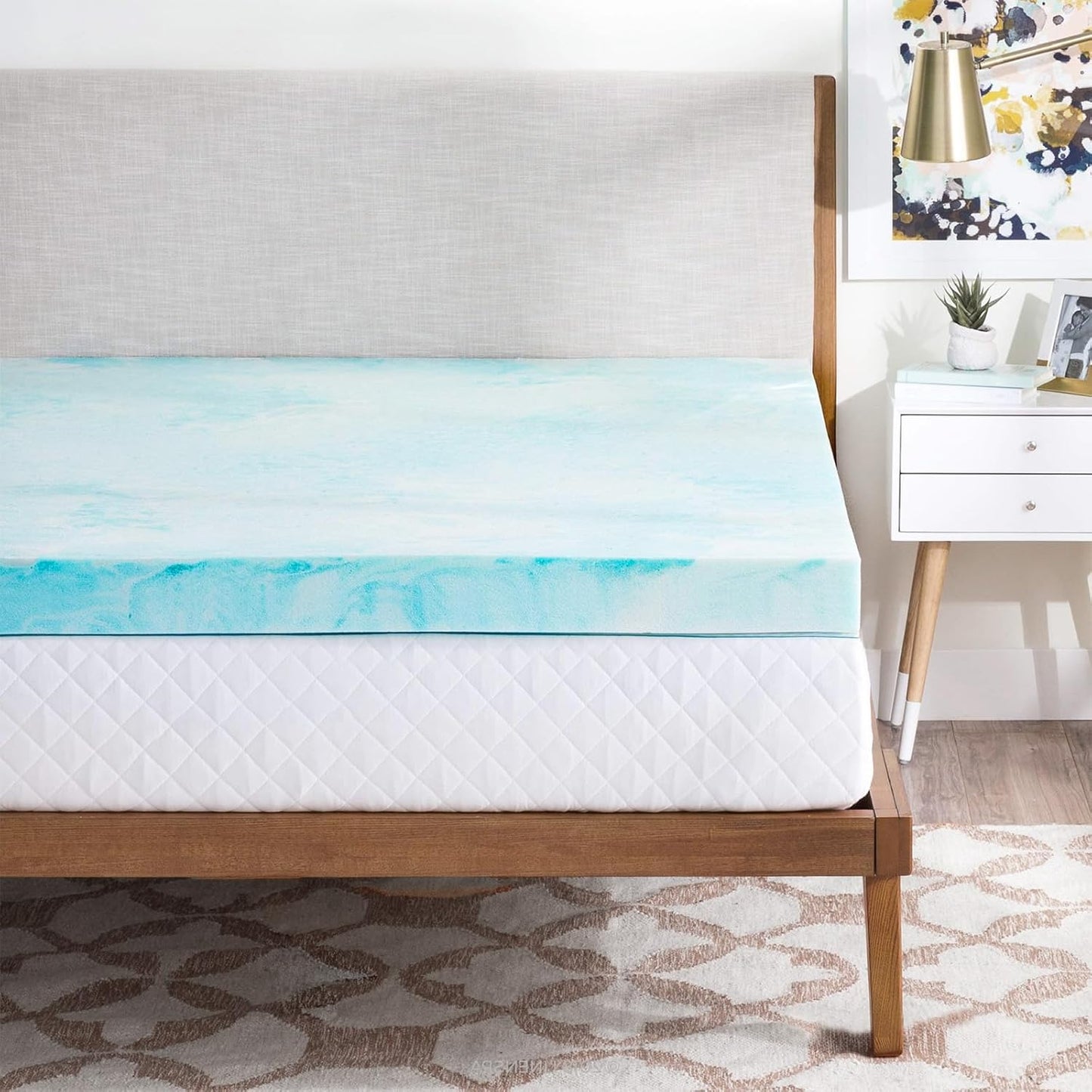 OLIXIS Gel Memory Foam Mattress Topper - Queen Size 3 Inch | Cooling, Soft, Breathable & Pressure-Relieving