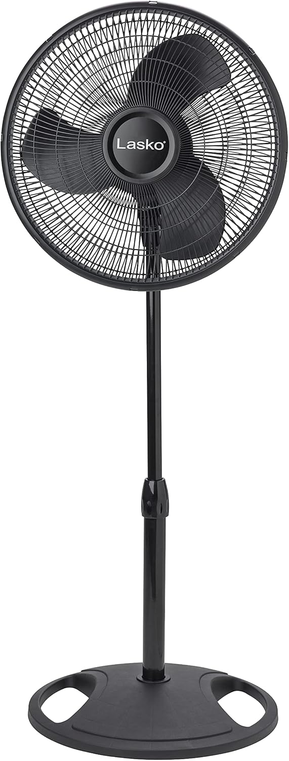 Lasko Elegance and Performance Pedestal Stand Fan, 3-Speeds, 90 Degree Oscillation, Adjustable Height, Timer, Remote for Indoor, Bedroom, Living Room, Home Office, Dorm Use, 18 Inch, White, 1850