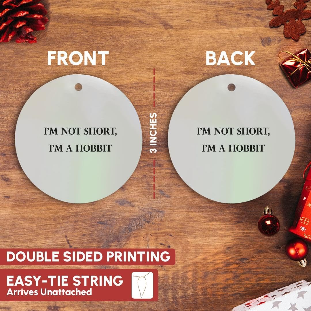 3-Inch Porcelain Snowflake Ornament - 'I'm Not Short, I'm a Hobbit' Design