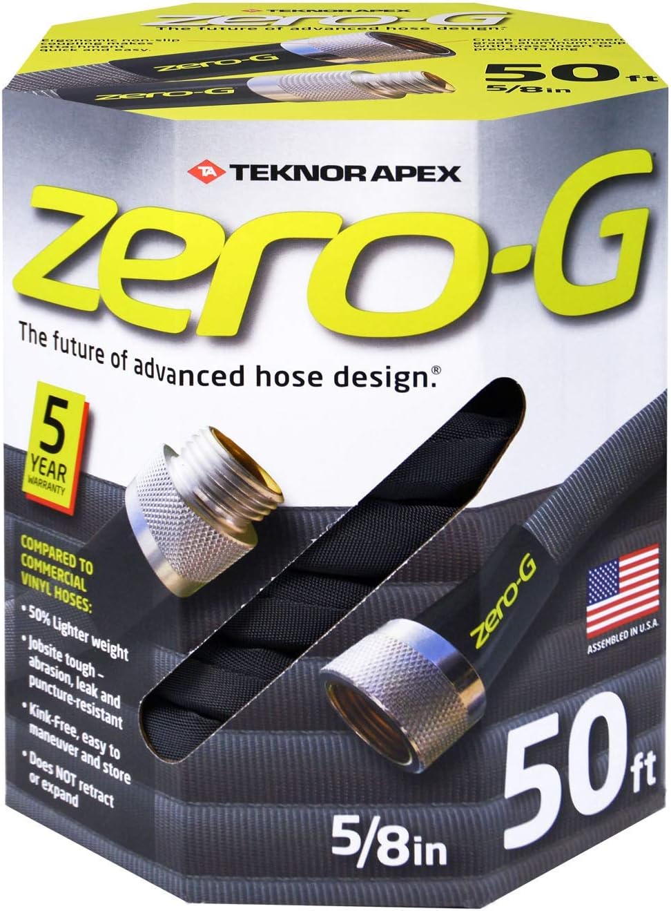 Zero-G 4001-50 Garden Hose - Lightweight, Ultra Flexible & Durable | Kink-Free, 5/8-Inch x 50-Feet