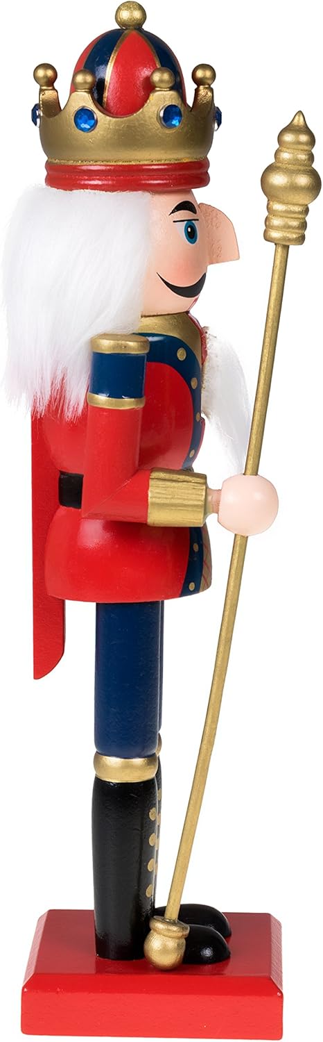 Red Prince 12-Inch Wooden Nutcracker - Festive Christmas Décor for Shelves & Tables