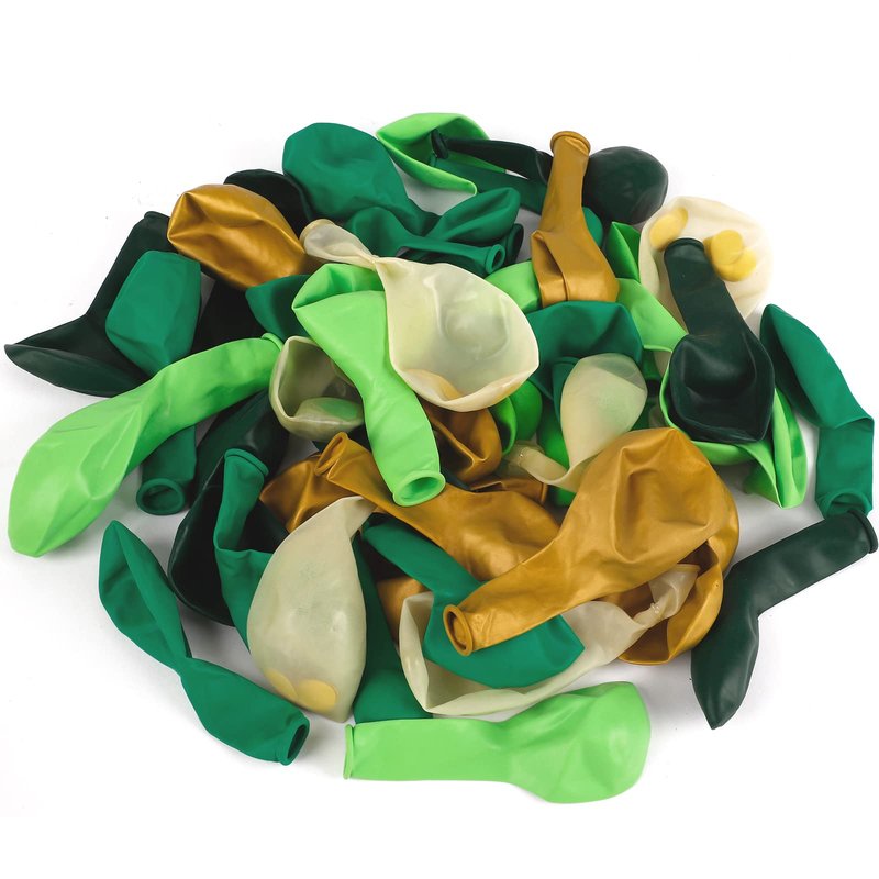 RUBFAC 159pcs Jungle Balloon Garland Arch Kit, Gold Lime Green Balloons Decoration with Artificial Turtle Leafs for Wild One Birthday Party, Safari Tropical Theme Baby Shower Supply