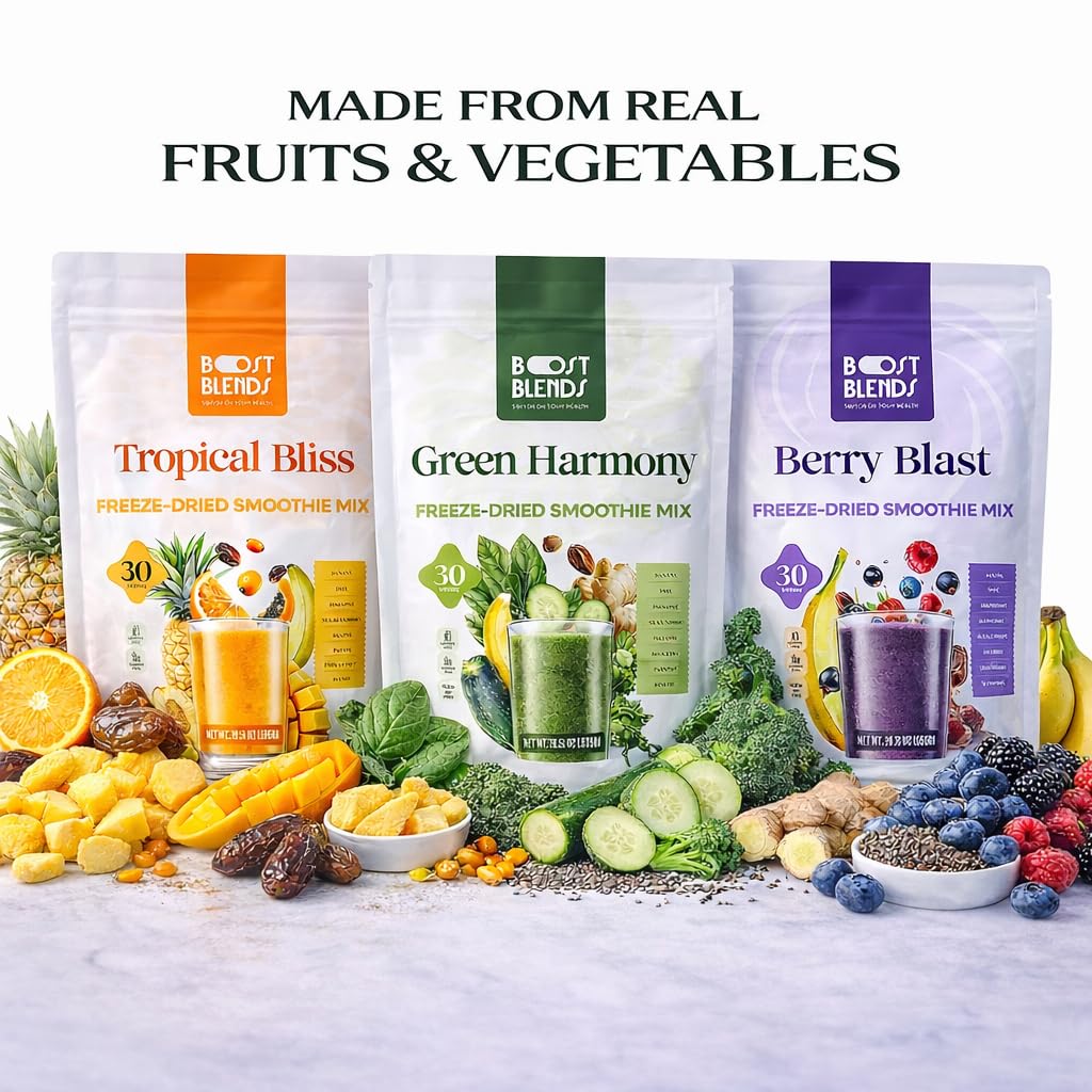 Tropical Smoothie Powder - Freeze-Dried Tropical Fruit Blend, No Added Sugar, Vegan, 10 Servings