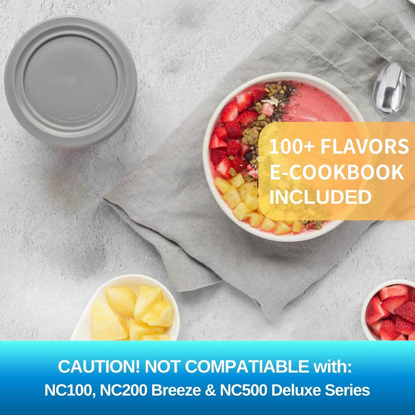 Ninja Creami Pints and Lids - 4 Pack 16oz Airtight Containers for NC299AMZ & NC300s Ice Cream Makers