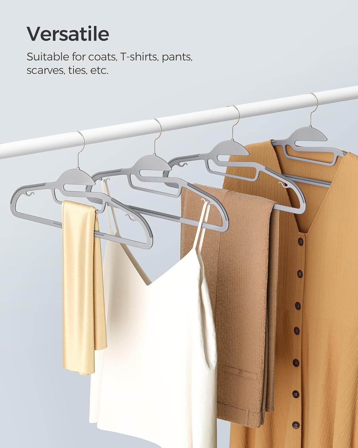 SONGMICS Heavy-Duty Plastic Coat Hangers - Space-Saving Design with 360º Swivel Hook | 50 Pack in Light & Dark Gray