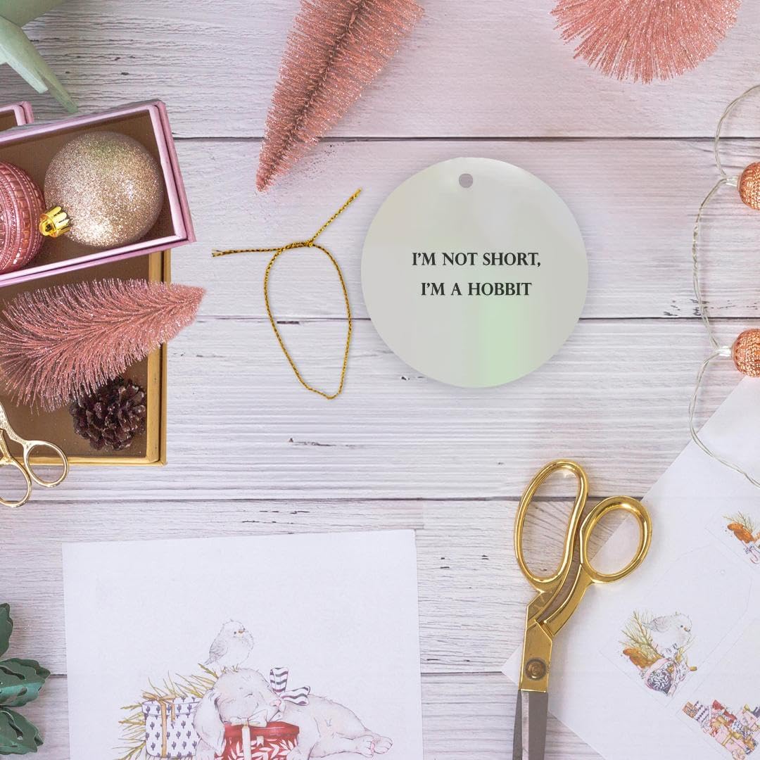 3-Inch Porcelain Snowflake Ornament - 'I'm Not Short, I'm a Hobbit' Design