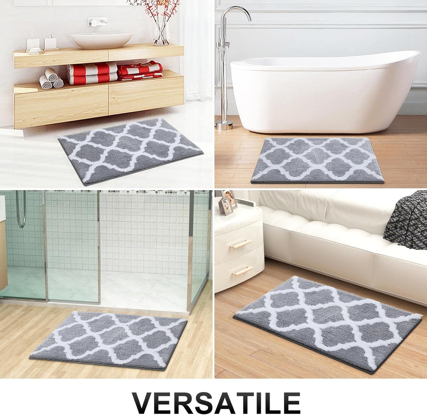 OLANLY Bathroom Rugs - Soft Microfiber Non-Slip Bath Mats | 30x20 Grey, Absorbent & Machine Washable