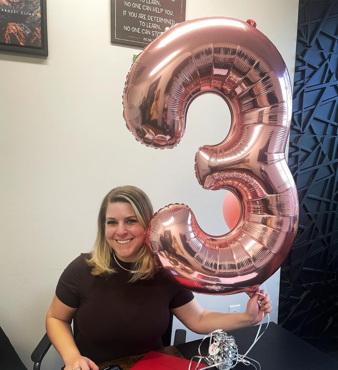 Rose Gold Number 3 Balloon - 40 Inch Birthday Decoration for Kids & Adults | Perfect for 3rd Birthday Parties