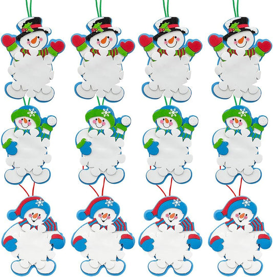 Snowman Snowflake Christmas Ornament Craft Kit - 12 DIY Crafts for Kids
