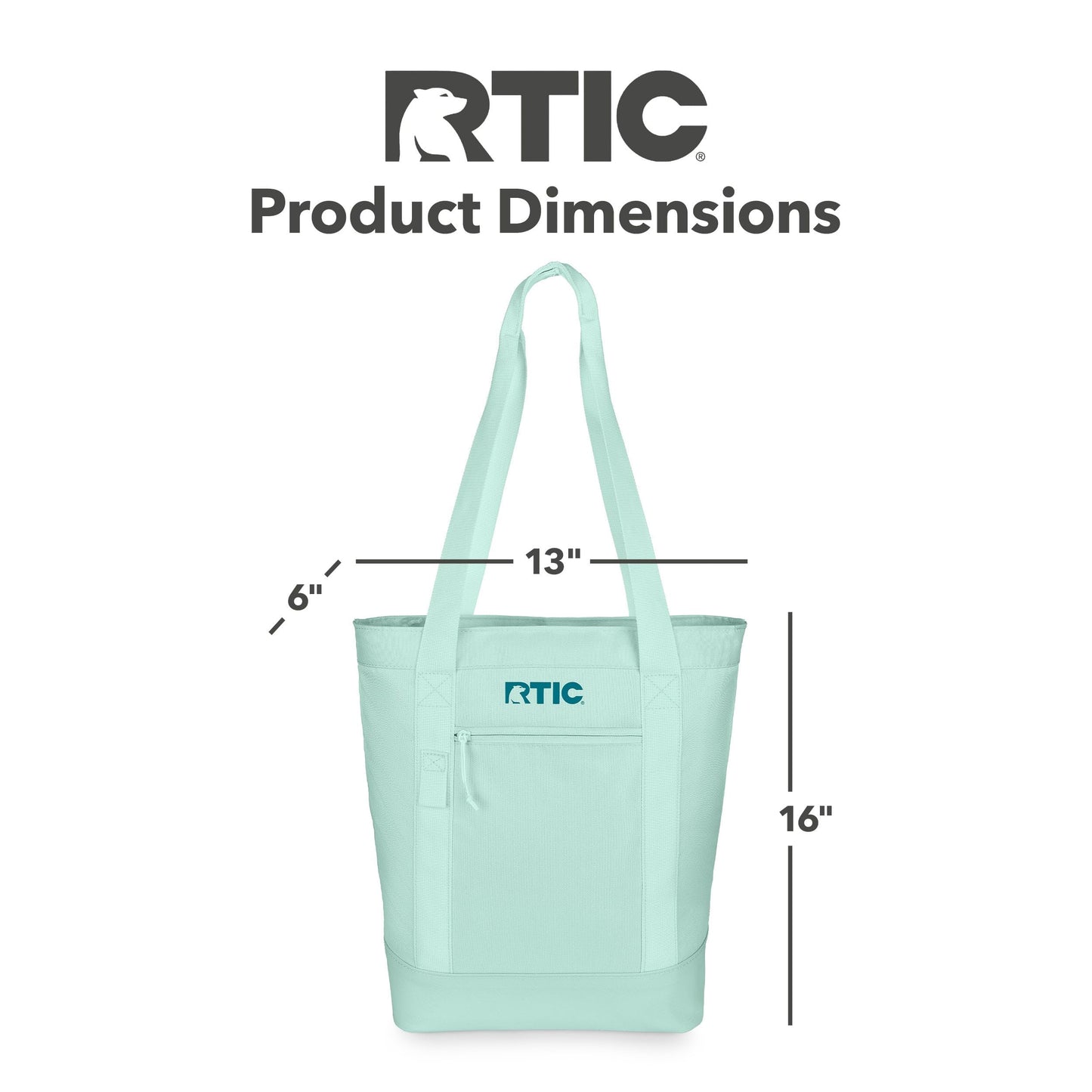 RTIC Everyday Insulated Slim Tote Cooler Bag, Waterproof for Beach, Grocery, Shopping, Camping, Picnic, Lunch, Travel, Collapsible, Fold-Flat Design, Fits 4 Wine Bottles or 24 Cans, 15L, Fresh Mint