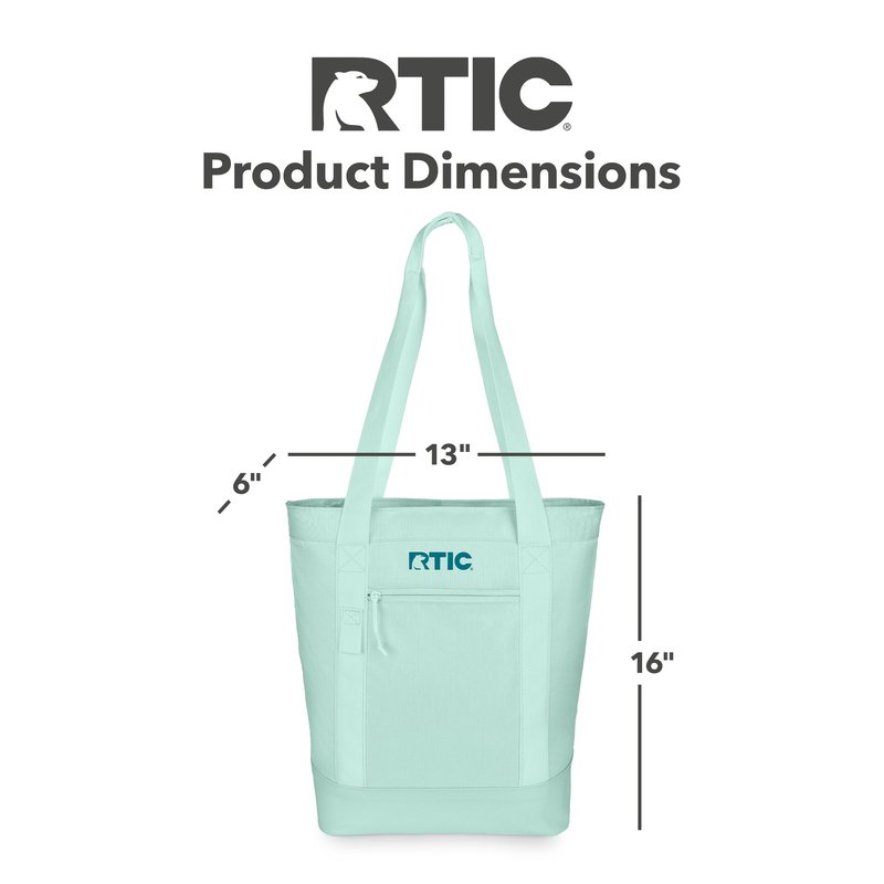 RTIC Everyday Insulated Slim Tote Cooler Bag, Waterproof for Beach, Grocery, Shopping, Camping, Picnic, Lunch, Travel, Collapsible, Fold-Flat Design, Fits 4 Wine Bottles or 24 Cans, 15L, Fresh Mint