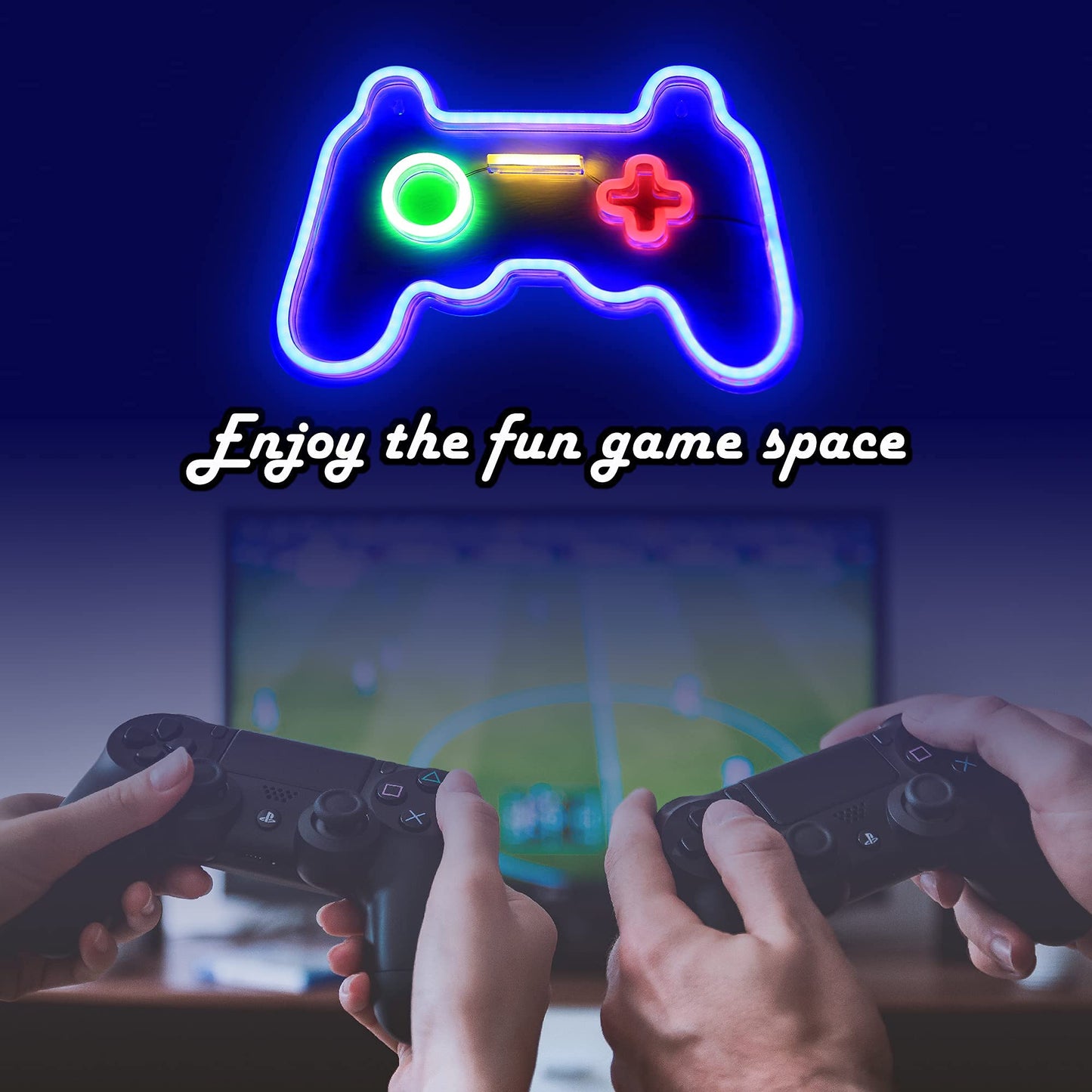HSEFURNI Gamepad Neon Sign 16" x 11", Birthday Gifts for Teen Boys, USB Powered Light Up LED Signs, Teenage Boy Gifts Ideas, Teen Boys Gift Ideas, Gifts for Teenage Boys, Teenager Gifts