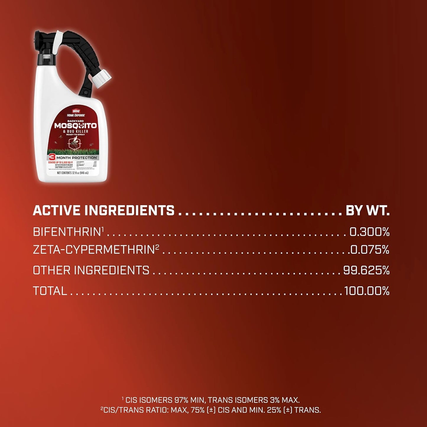 Ortho Home Defense Mosquito & Bug Killer - Ready-to-Spray Formula, 32 fl. oz. for Effective Pest Control