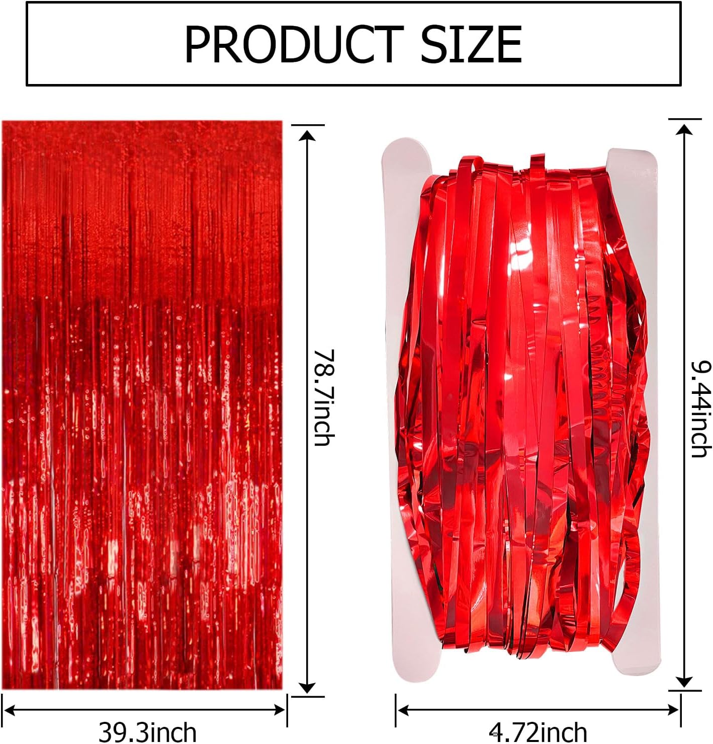 Regine Switzerland Red Streamers | 10 Pack Foil Fringe Backdrop Curtains for Party Decorations
