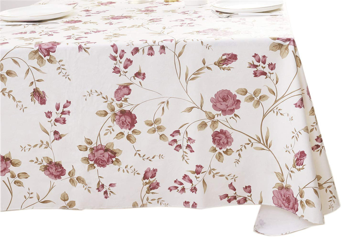 Walrus Heavy Duty Vinyl Tablecloth with Flannel Backing Waterproof Oil-Proof Plastic Table Cloth Stain-Resistant Wipeable Rectangle or Square Table Cover for Indoor and Outdoor (Flowers, 60X84 Inch)