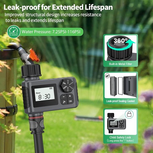 Insoma Water Timer - Programmable Hose Timer with Rain Delay | Automatic Irrigation System for Lawn & Garden, IP55 Waterproof, 1 Outlet